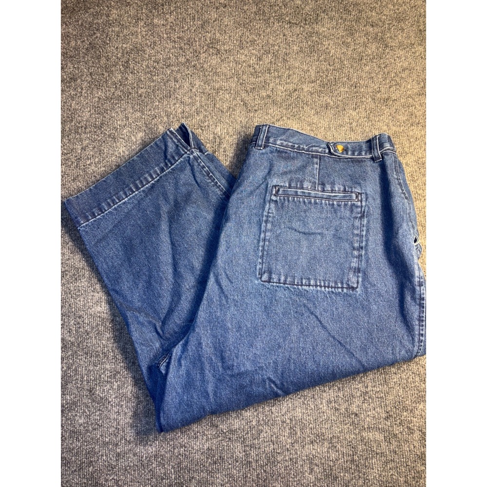 St. John's Bay Cropped Jeans Womens 22W Blue Authentic Relaxed‎ Fit Ankle Slit